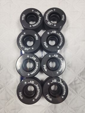 All American Plus Vanathane 57mm x 30mm roller skate wheels - Set of 8 Black